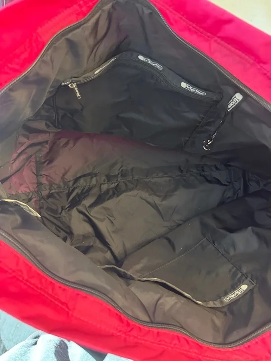 Rare! Lesportsac Carlin Bright Pink Nylon Zip TopTote - Picture 4 of 9